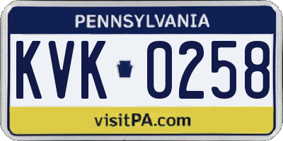 PA license plate KVK0258
