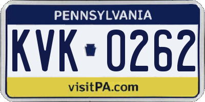 PA license plate KVK0262