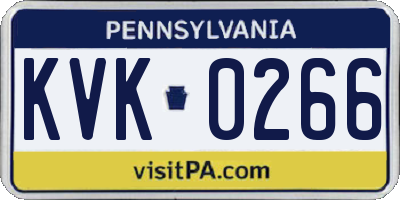 PA license plate KVK0266
