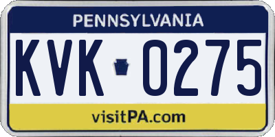 PA license plate KVK0275