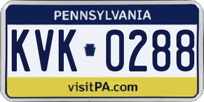 PA license plate KVK0288