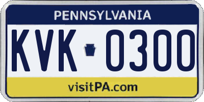 PA license plate KVK0300