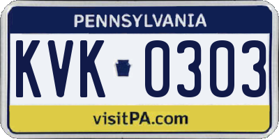 PA license plate KVK0303