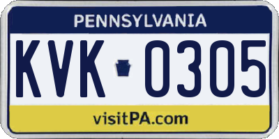 PA license plate KVK0305