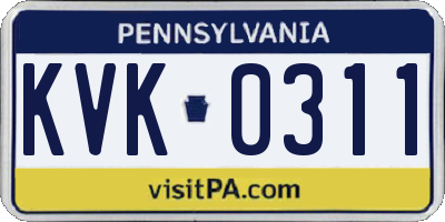 PA license plate KVK0311