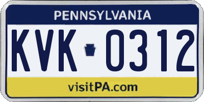 PA license plate KVK0312