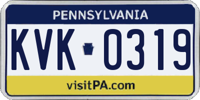 PA license plate KVK0319