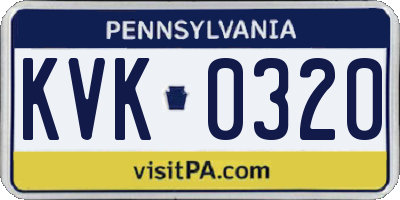 PA license plate KVK0320