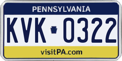 PA license plate KVK0322