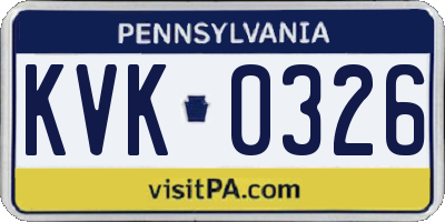 PA license plate KVK0326