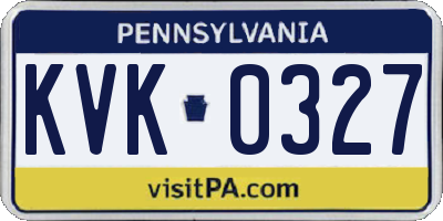 PA license plate KVK0327