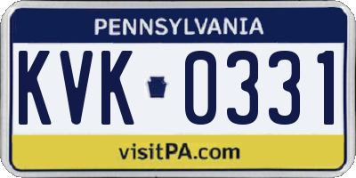 PA license plate KVK0331