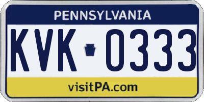PA license plate KVK0333