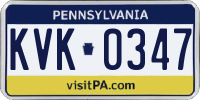 PA license plate KVK0347