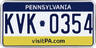 PA license plate KVK0354