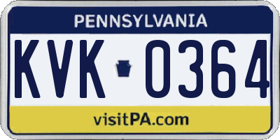 PA license plate KVK0364