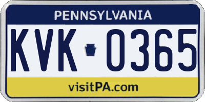 PA license plate KVK0365