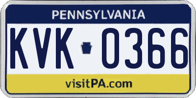 PA license plate KVK0366