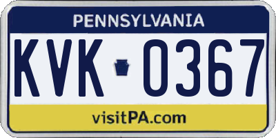 PA license plate KVK0367