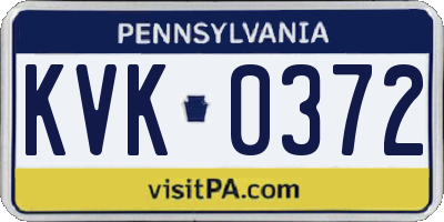 PA license plate KVK0372