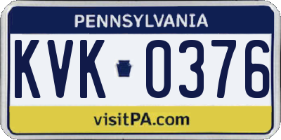 PA license plate KVK0376