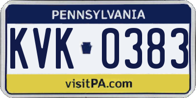 PA license plate KVK0383