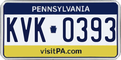 PA license plate KVK0393