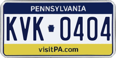 PA license plate KVK0404