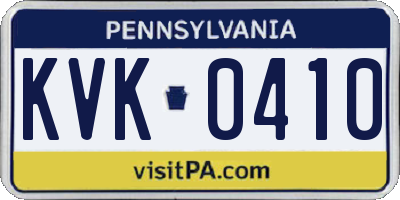 PA license plate KVK0410
