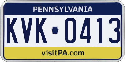 PA license plate KVK0413