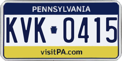 PA license plate KVK0415