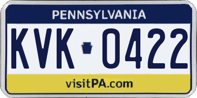 PA license plate KVK0422