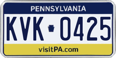 PA license plate KVK0425