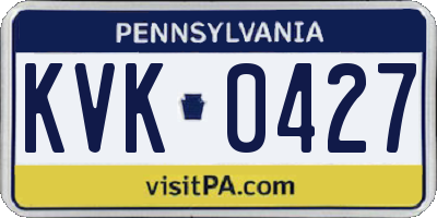 PA license plate KVK0427