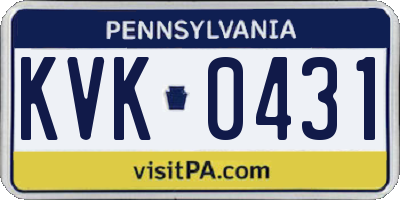 PA license plate KVK0431
