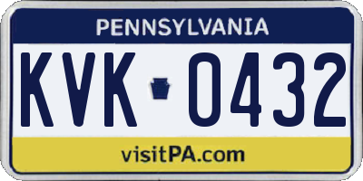 PA license plate KVK0432