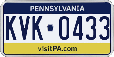 PA license plate KVK0433