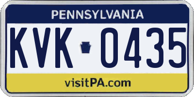 PA license plate KVK0435