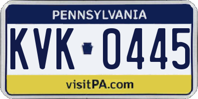 PA license plate KVK0445