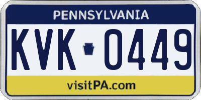 PA license plate KVK0449
