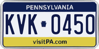 PA license plate KVK0450