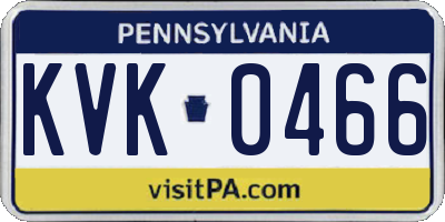 PA license plate KVK0466