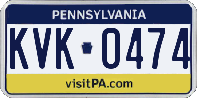 PA license plate KVK0474