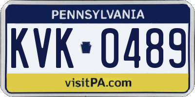 PA license plate KVK0489