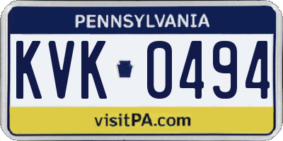 PA license plate KVK0494