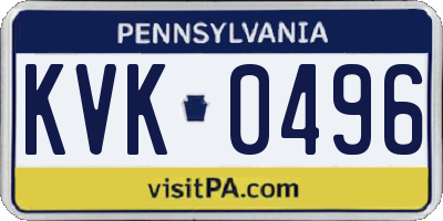 PA license plate KVK0496