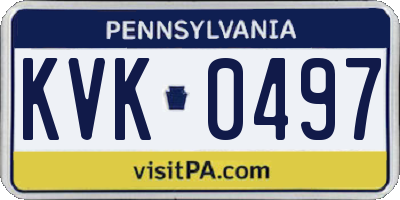 PA license plate KVK0497