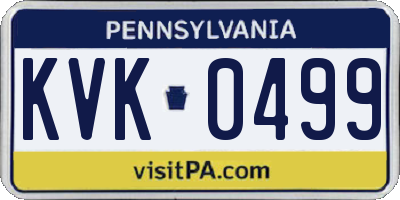 PA license plate KVK0499