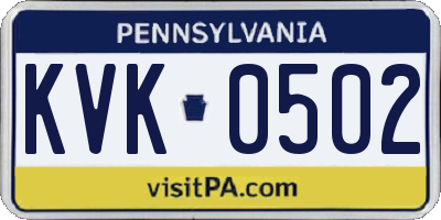 PA license plate KVK0502