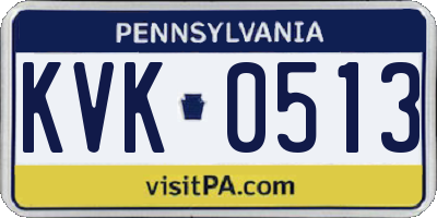 PA license plate KVK0513